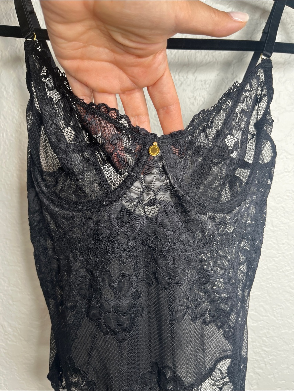 NWT Gooseberry Intimates Coquette Lace Bodysuit in Black Sz L - Picture 4 of 8